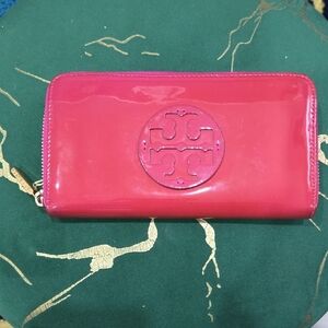 Tory Burch Fuchsia Patent Leather Wallet